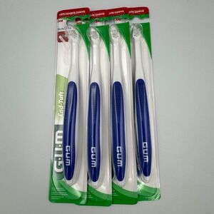 GUM End-Tuft Toothbrush  Blue 4 Pack Soft Tapered 308 NEW